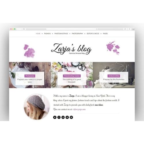 Zarja - Feminine WordPress Blog Theme